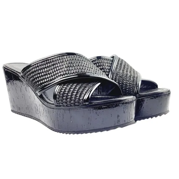 DONALD J.‎ PLINER Womens Criss Cross Front Peep Toe Wedge Sandals