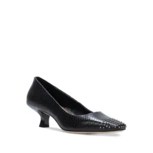 DONALD PLINER Womens Black Snake Cristine Slip On Leather Pumps Shoes 7 M