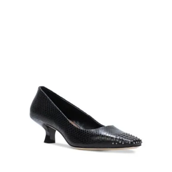DONALD PLINER Womens Black Snake Cristine Slip On Leather Pumps Shoes 7 M