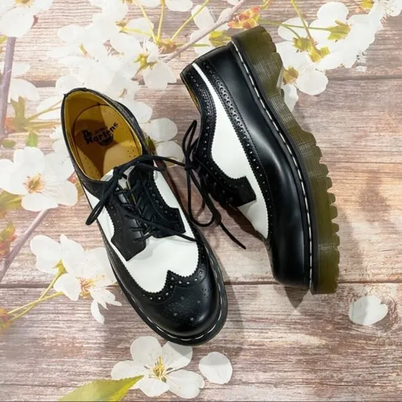 Dr. Martens Black and White Loafers with Air-Cushioned Sole