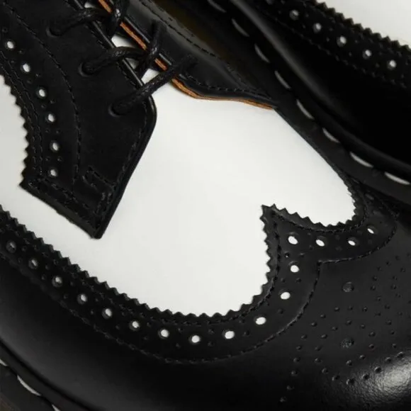 Dr. Martens Black and White Loafers with Air-Cushioned Sole
