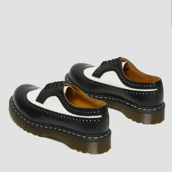 Dr. Martens Black and White Loafers with Air-Cushioned Sole