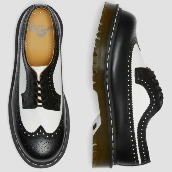 Dr. Martens Black and White Loafers with Air-Cushioned Sole