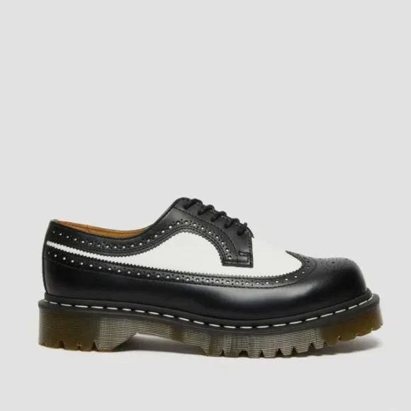 Dr. Martens Black and White Loafers with Air-Cushioned Sole