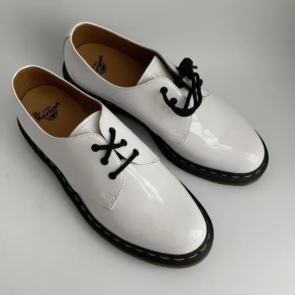 Dr. Martens Women Size 9M White 1461 Smooth Patent Leather Oxfords
