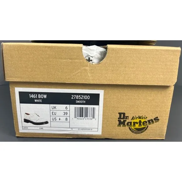 Dr. Martens Womens 1461 Bow Smooth White Leather Oxford Shoes Size 8 US