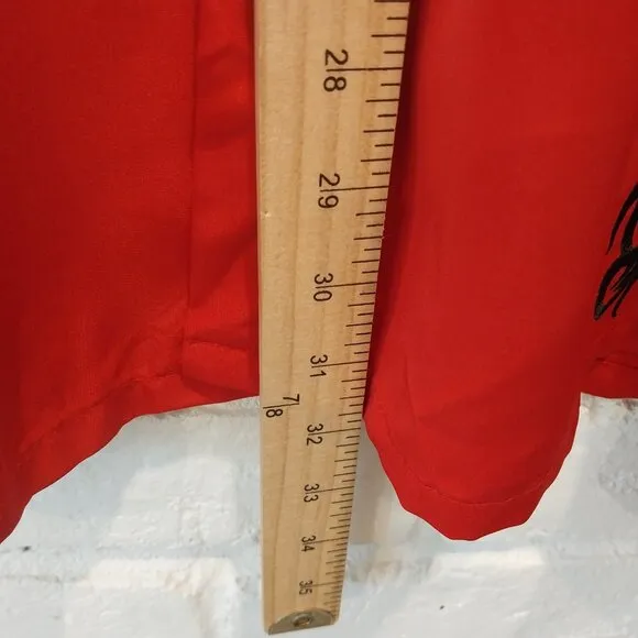 Dragonfly Bowling Camp Shirt Mens XXL Red Black Embroidery Loop Collar Short Slv