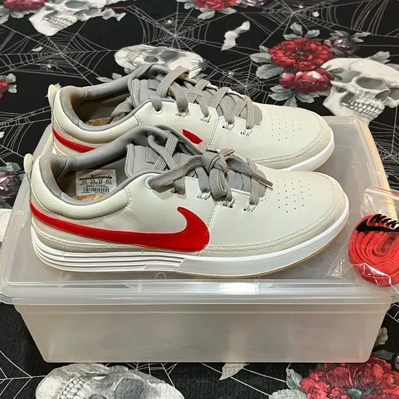 DS NIKE LUNAR WAVERLY SPIKELESS MENS GOLF SHOES SIZE 8.5 WHITE/RED 652780-005