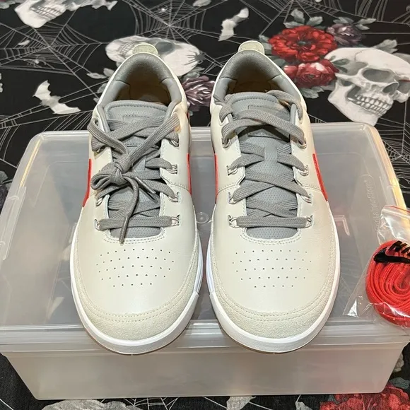 DS NIKE LUNAR WAVERLY SPIKELESS MENS GOLF SHOES SIZE 8.5 WHITE/RED 652780-005