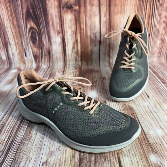 Ecco FJUEL RACER Womens Sz 10 Gray Green Biom Running Shoes Gym Trainer Sneakers