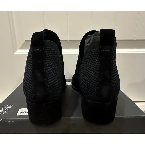 Eileen Fisher Clever Black Stretch Ankle Boot Size 9 NIB Pull On Knit