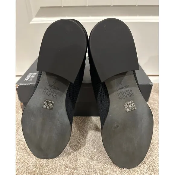 Eileen Fisher Clever Black Stretch Ankle Boot Size 9 NIB Pull On Knit