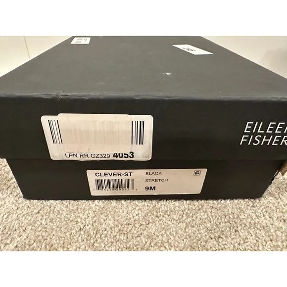 Eileen Fisher Clever Black Stretch Ankle Boot Size 9 NIB Pull On Knit