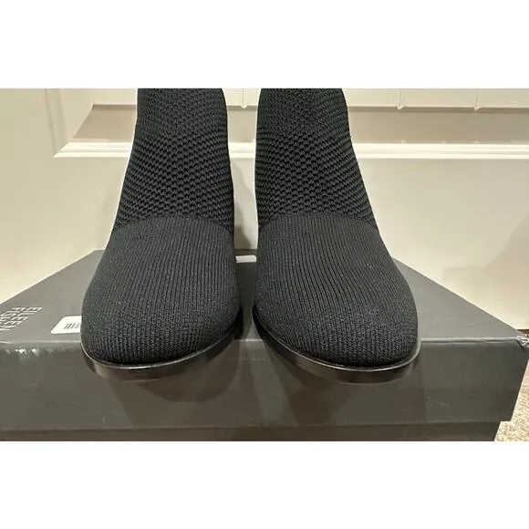 Eileen Fisher Clever Black Stretch Ankle Boot Size 9 NIB Pull On Knit