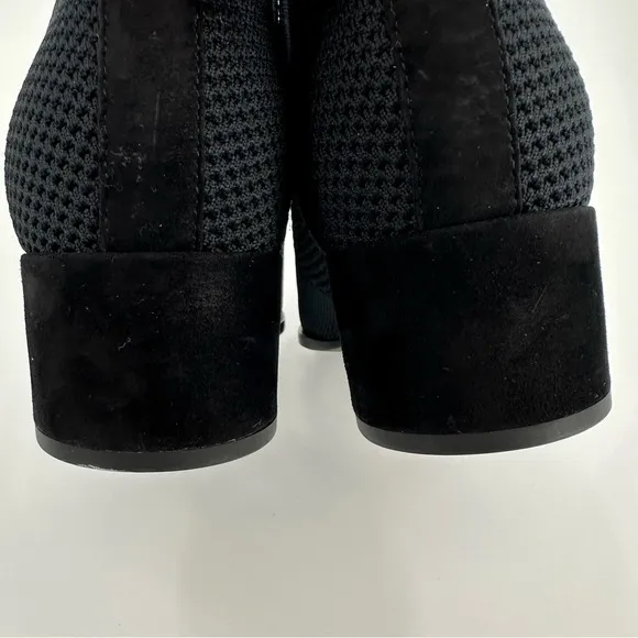 Eileen Fisher Clever Slip On Black Stretch Ankle Boots Textured Knit Size 9.5