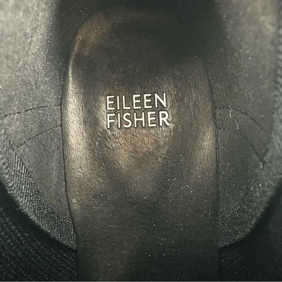 Eileen Fisher Clever Slip On Black Stretch Ankle Boots Textured Knit Size 9.5