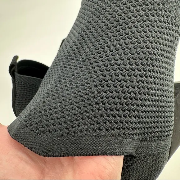 Eileen Fisher Clever Slip On Black Stretch Ankle Boots Textured Knit Size 9.5