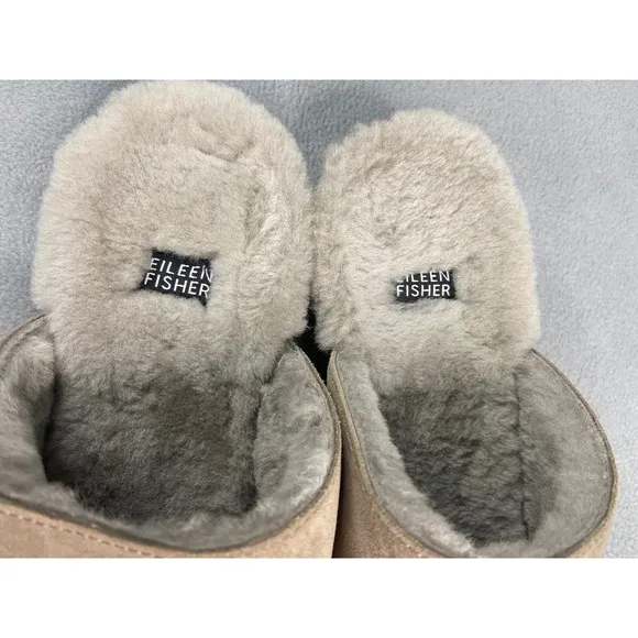 Eileen Fisher Shoes Woman 9 Suede Marble Clog Shearling Lined Wedge Slip On
