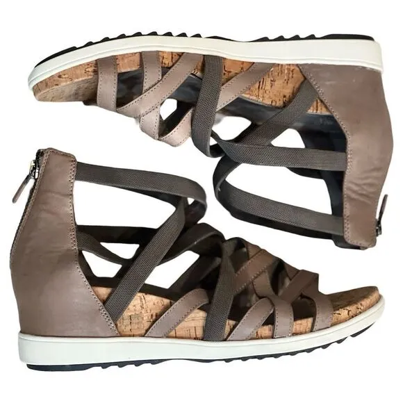 Eileen Fisher Verge Women’s Sandal size 8.5 Gray Leather Gladiator Shoes
