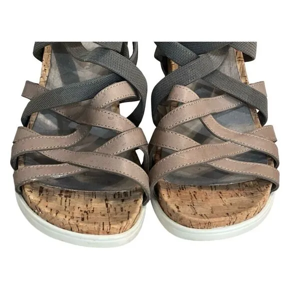 Eileen Fisher Verge Women’s Sandal size 8.5 Gray Leather Gladiator Shoes