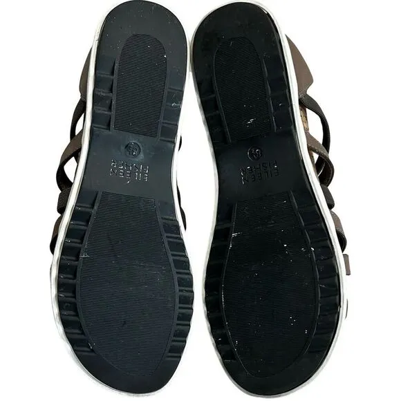 Eileen Fisher Verge Women’s Sandal size 8.5 Gray Leather Gladiator Shoes