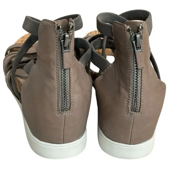 Eileen Fisher Verge Women’s Sandal size 8.5 Gray Leather Gladiator Shoes