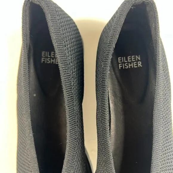 Eileen Fisher Wedge Ballerina Shoes Women's Size 9 Black Heaven Stretch Slip On