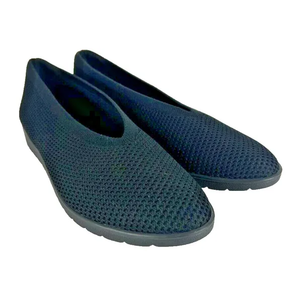 Eileen Fisher Wedge Ballerina Shoes Women's Size 9 Black Heaven Stretch Slip On
