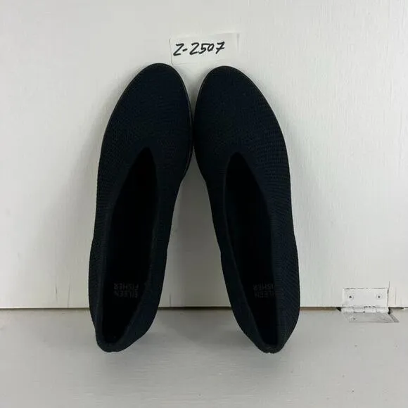 Eileen Fisher Wedge Ballerina Shoes Women's Size 9 Black Heaven Stretch Slip On