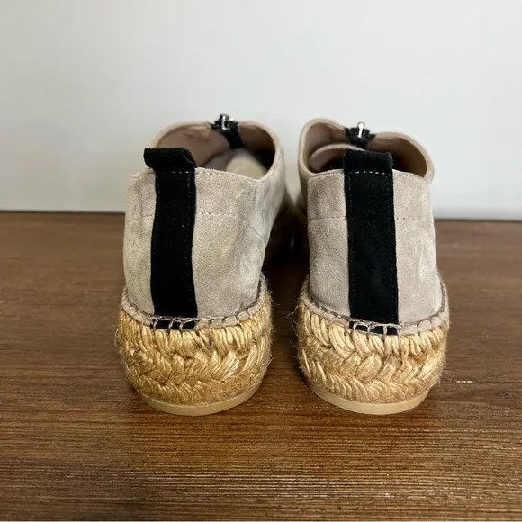 ERIC MICHAEL Serena Beige Suede Leather Espadrille Shoes Size 10 / 11