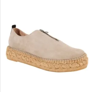 ERIC MICHAEL Serena Beige Suede Leather Espadrille Shoes Size 10 / 11