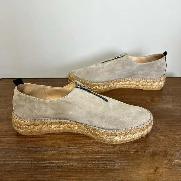 ERIC MICHAEL Serena Beige Suede Leather Espadrille Shoes Size 10 / 11