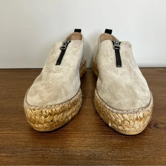 ERIC MICHAEL Serena Beige Suede Leather Espadrille Shoes Size 10 / 11