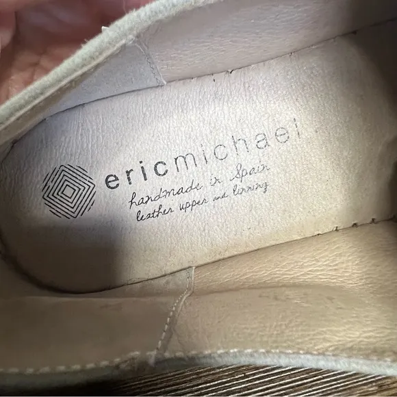 ERIC MICHAEL Serena Beige Suede Leather Espadrille Shoes Size 10 / 11