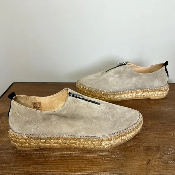 ERIC MICHAEL Serena Beige Suede Leather Espadrille Shoes Size 10 / 11