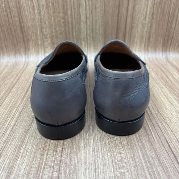 ET Wright Gray Leather &amp; Lizard Slip On Tassel Loafer Shoes Men’s Size 12 EEE