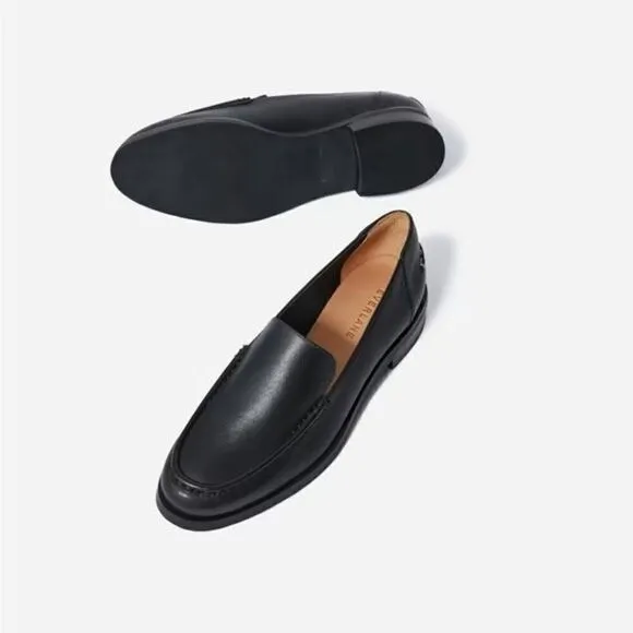 Everlane The Modern Loafer in Black Flat Leather Slip On Shoes Size 10.5 NEW