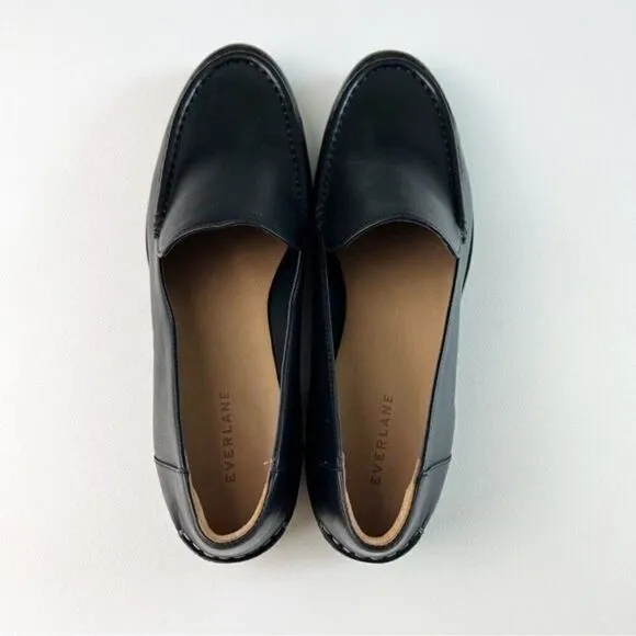 Everlane The Modern Loafer in Black Flat Leather Slip On Shoes Size 10.5 NEW