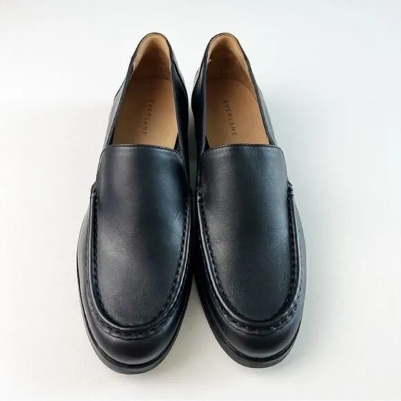 Everlane The Modern Loafer in Black Flat Leather Slip On Shoes Size 10.5 NEW