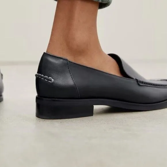 Everlane The Modern Loafer in Black Flat Leather Slip On Shoes Size 10.5 NEW
