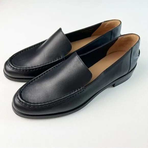 Everlane The Modern Loafer in Black Flat Leather Slip On Shoes Size 10.5 NEW