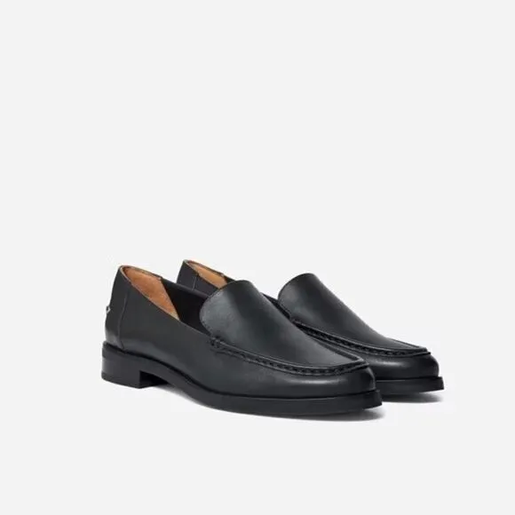 Everlane The Modern Loafer in Black Flat Leather Slip On Shoes Size 10.5 NEW