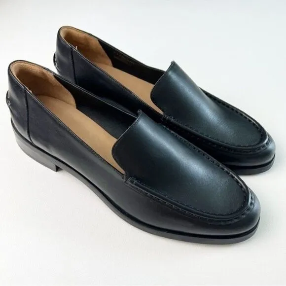 Everlane The Modern Loafer in Black Flat Leather Slip On Shoes Size 10.5 NEW
