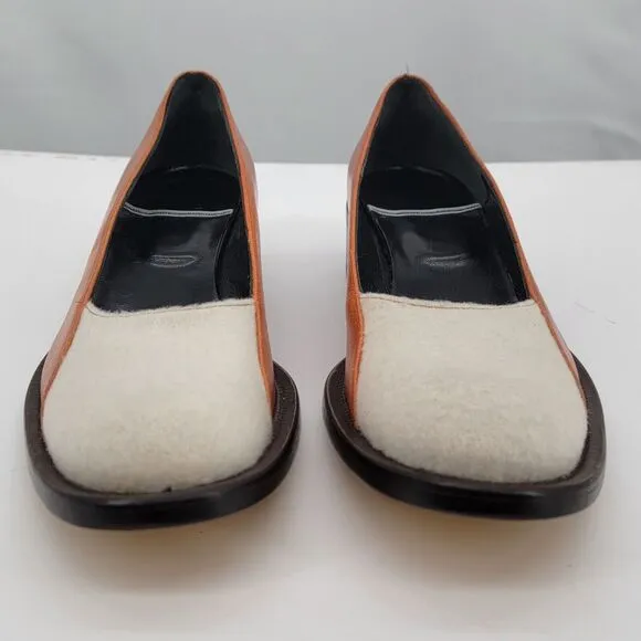 Fendissime by FENDI Size 8 Slip On Loafers Leather RARE VINTAGE Two Tone Women's