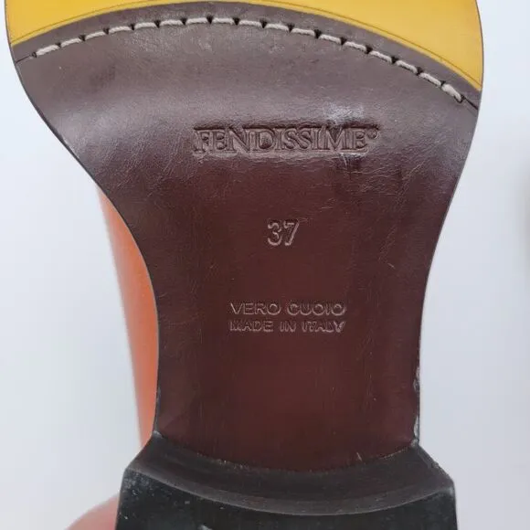 Fendissime by FENDI Size 8 Slip On Loafers Leather RARE VINTAGE Two Tone Women's