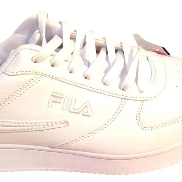 FILA A-Line WHITE Low Tops Sneakers Men's Sz 12 Gym Shoes Lace Embroidered Logo