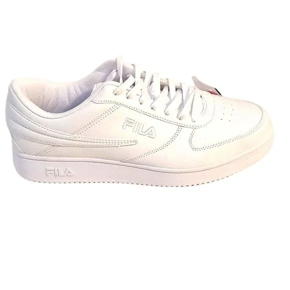 FILA A-Line WHITE Low Tops Sneakers Men's Sz 12 Gym Shoes Lace Embroidered Logo