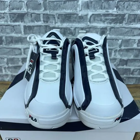 Fila Grant Hill 96 Low Basketball Shoes White Navy Blue Men's 1BM00571 Size 8