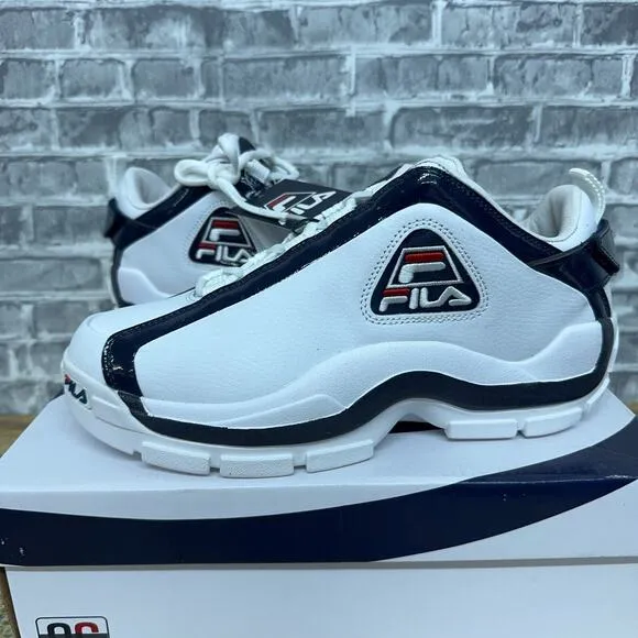 Fila Grant Hill 96 Low Basketball Shoes White Navy Blue Men's 1BM00571 Size 8