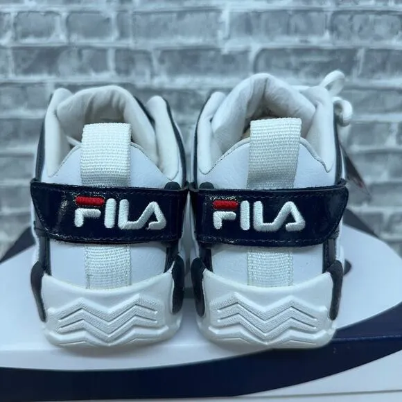 Fila Grant Hill 96 Low Basketball Shoes White Navy Blue Men's 1BM00571 Size 8